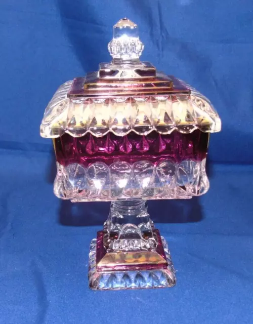 Vintage Westmoreland Ruby Flash Square Candy Dish 8"