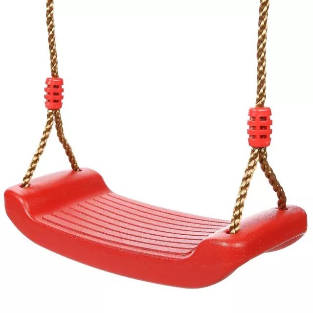 Garden Swing Seat with Height Adjustable Ropes Kids Climbing Frame Set RED COLOR