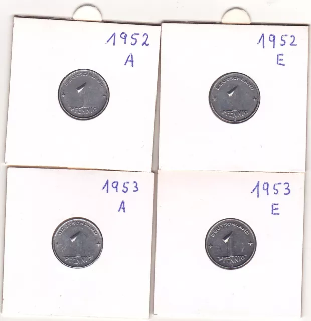 1 Pfennig  DDR  1952 + 1953   A + E