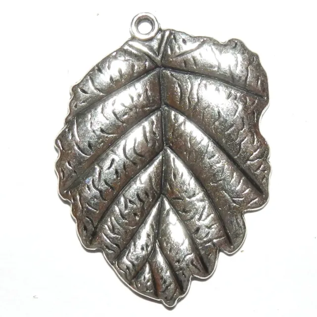 M7161 Antiqued Silver 50mm Leaf Pendant Metal Focal Bead 1pc