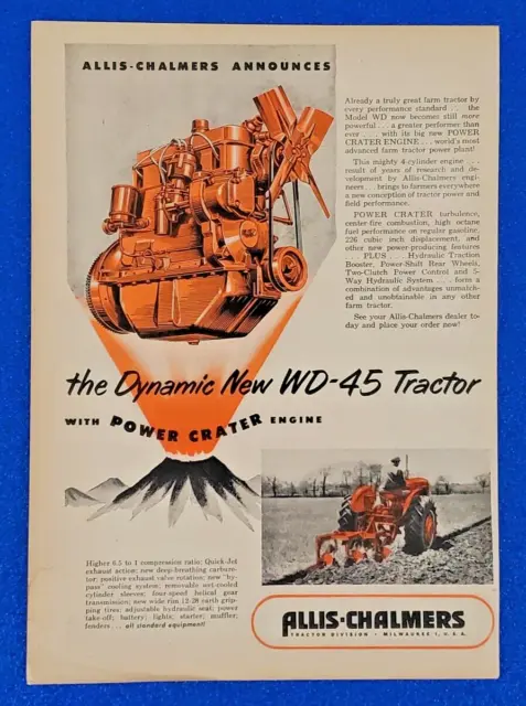 1953 Allis-Chalmers "The Dynamic New Wd-45 Tractor" Original Color Print Ad