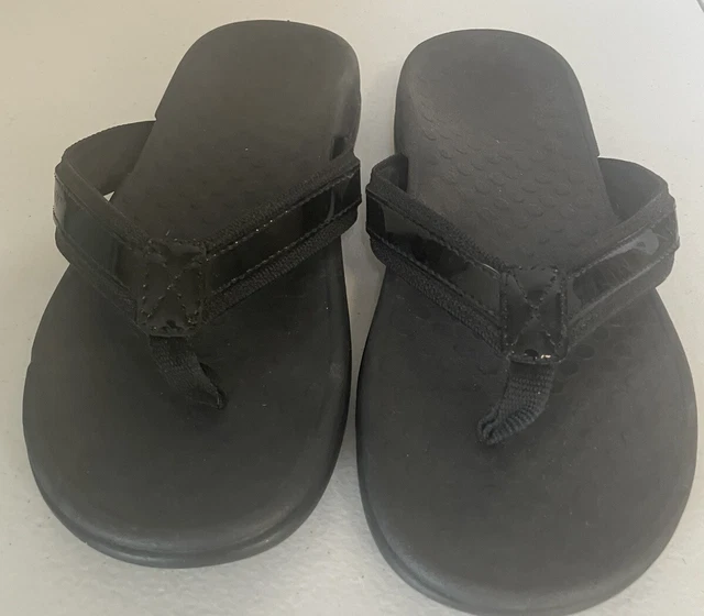 Vionic 44 Tide II Thong Flip Flops Black (TVW1002) Sandals Shoes Women's Sz 7