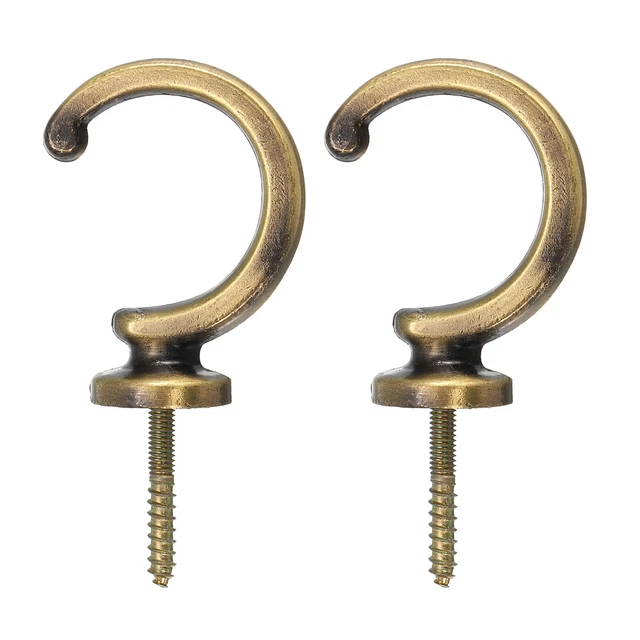 2Pcs Aluminum Alloy Wall Mounted Curtain Holdback Drapery Tieback Hooks, Bronze