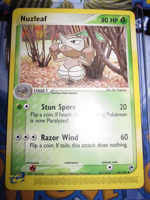 Pokemon Mint (◕‿◕✿) Ex Sandstorm English Nuzleaf 49/100 Unco 1St Edition (2003)