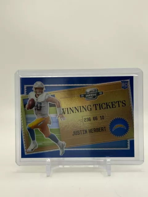 2020 Optic Contenders Justin Herbert Rookie Winning Tickets Blue /99