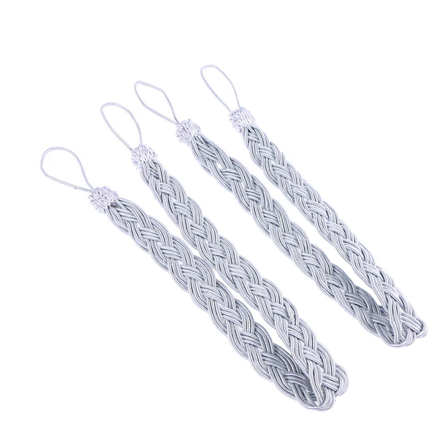 2 Pcs Hand Tie Curtain Clips Buckle Window Tiebacks Braided Rope