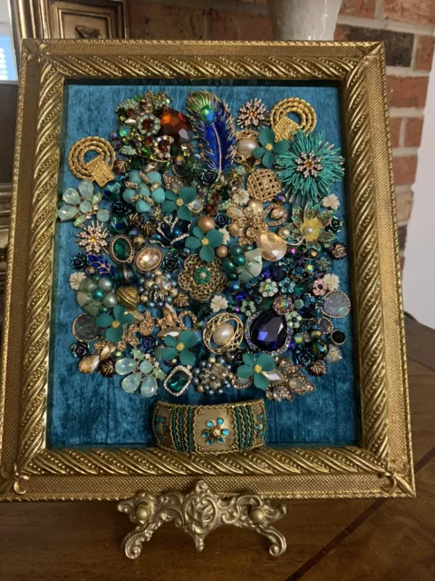 Vintage and Contemporary jewelry art framed