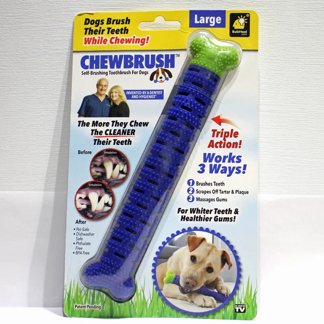 Chewbrush For Dog Blue Self Brushing Toothbrush Bone 1 pk Large As Seen on TV