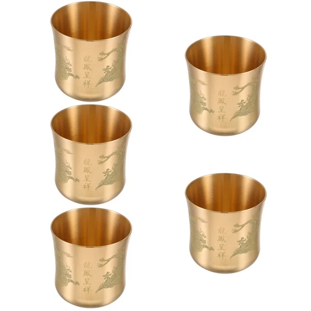 5 pz tazza da tè vintage vintage intagliata in rame tazza da tè antica versatile