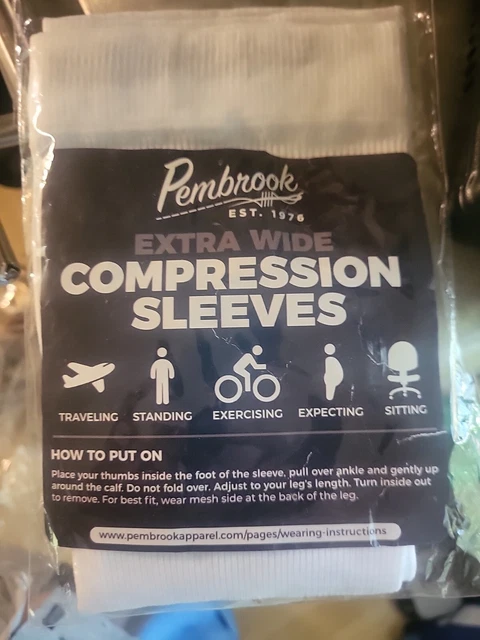 Mangas de compresión para pantorrillas Pembrook talla grande extra anchas 3XL blancas
