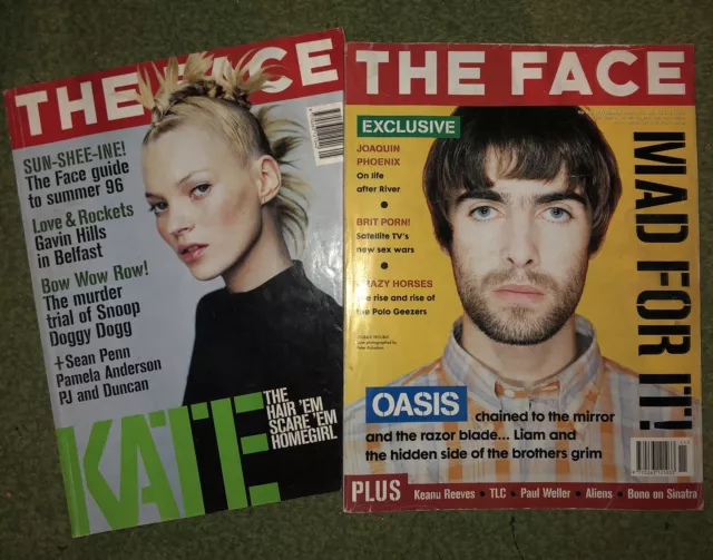 The Face magazine Kate Moss issue 92, 1996 & Liam Gallagher Issue 86 Nov 1995