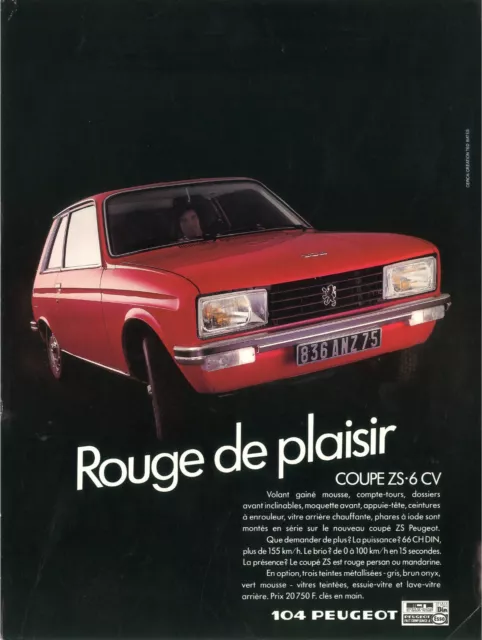 Catalogue prospekt brochure Peugeot 104 ZS lancement 1976 FR