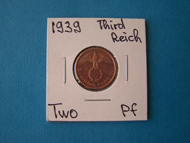 German Coins 1939 Year "A" 2 Pfennig Nice Copper Coin.