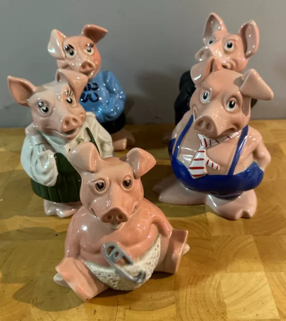 Complete Set of 5 Natwast Wade Piggy Banks NatWest Pigs