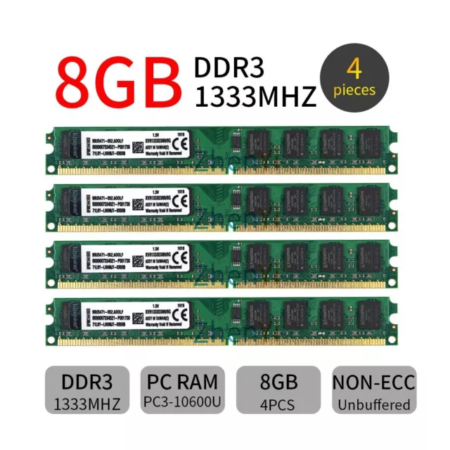 32GB 16GB 8GB 4GB 1333MHz DDR3 240pin PC3 DIMM Arbeitsspeicher SDRAM Kingston DE 2