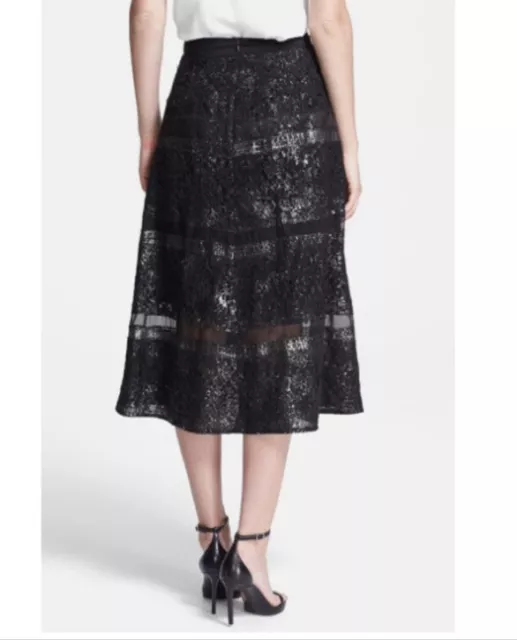 REBECCA TAYLOR Foil Lace MIDI Skirt Size 2, NWT 2