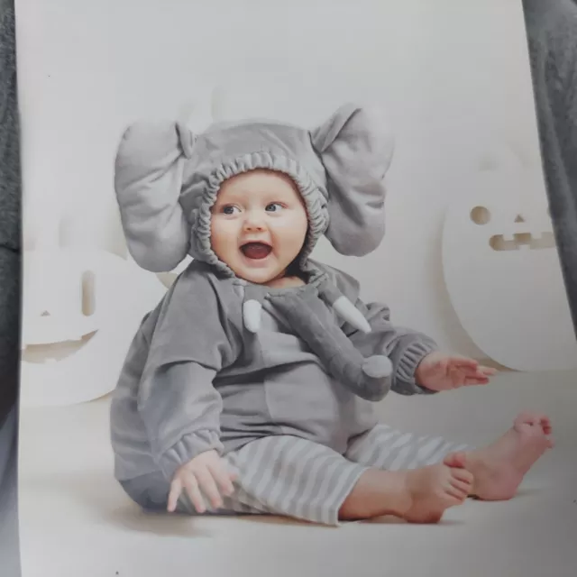 New Elephant Costume 12 18 Months Gray Plush Infant Hooded Pullover Leggings