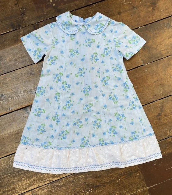 Abito vintage fatto a mano prateria ragazze età 4-5 anni '90