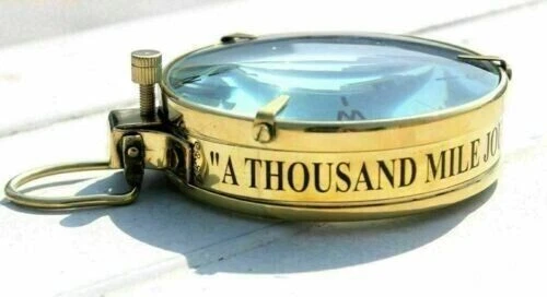 Brújula de bolsillo militar vintage de latón náutica de la Segunda Guerra Mundial artículo de regalo