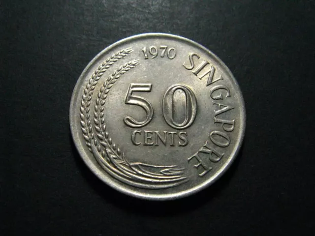 Singapore 50 Fifty Cents 1970 Coin - About Uncirculated