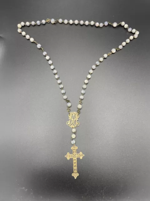 Rosaire En Nacre Et Argent. Espagne. Xixème Siècle
