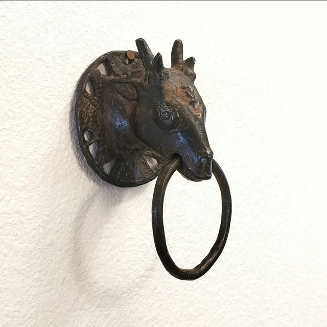 Vintage Cast Iron Bull Cow Towel Ring Apron Hanger Farmhouse Rustic Farm Country
