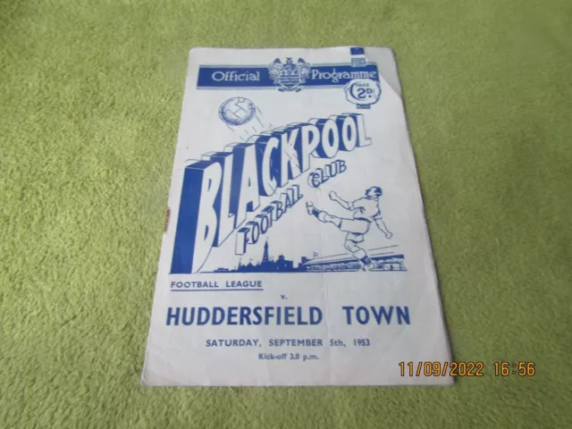Blackpool v Huddersfield Town - Division 1 in 1953/54 season at Bloomfield Road