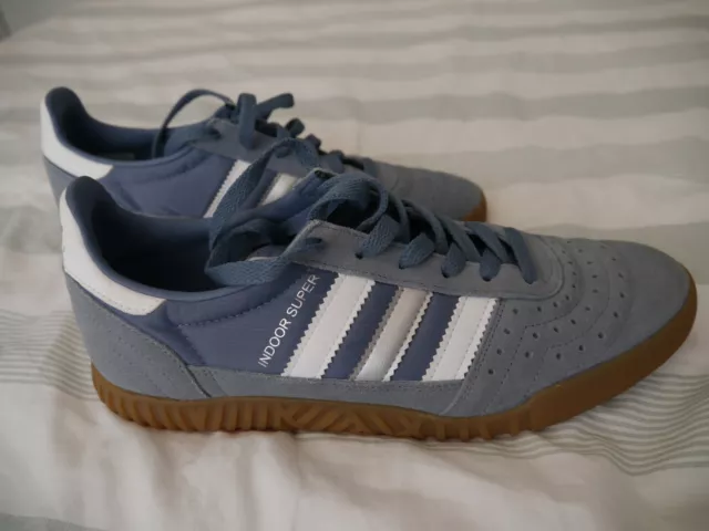 Adidas 'Indoor Super' trainers , blue, UK8 /EU42, worn once, excellent condition