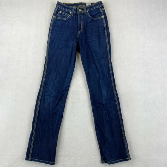 Watch LA Straight Leg Jeans Women's 7-8 Blue Cotton Blend Mid Rise Dark Wash