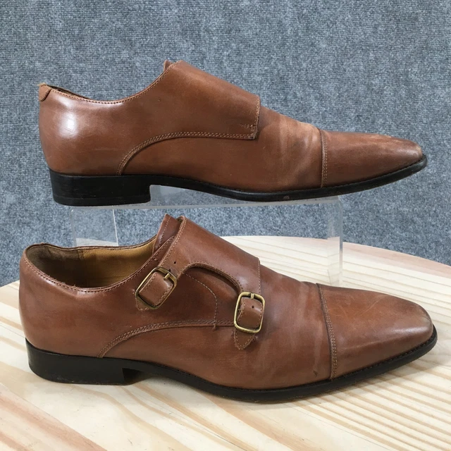 ALDO SHOES MENS 9 Maximillien Cap Toe Loafers Double Monk Strap Brown Leather 31.99 PicClick