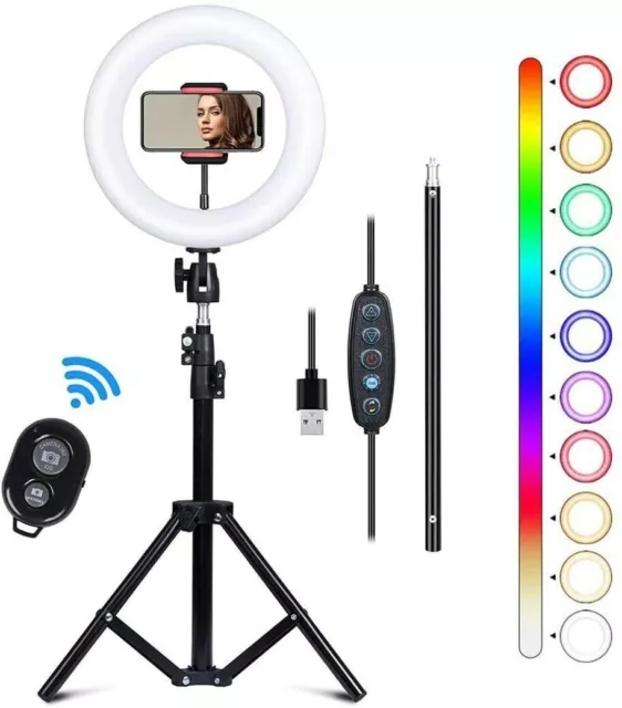 Anello Luminoso Led Rgb Treppiedi Per Selfie Luce Tik Tok Ring Light Telefono 2