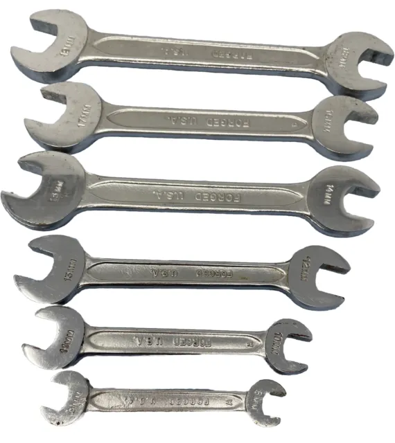 Indestro Metric Open End Wrench Set 6 piece 8-19mm 941-7mm USA with Bag