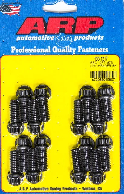Arp Universal Black Oxide 3/8-16 In Thread Header Bolt 16 Pc P/N 100-1217