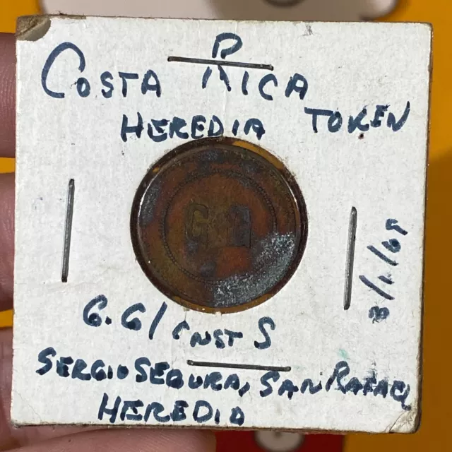 COSTA RICA COFFEE TOKEN • Sergio Segura San Rafael Heredia •S GG Counterstamp