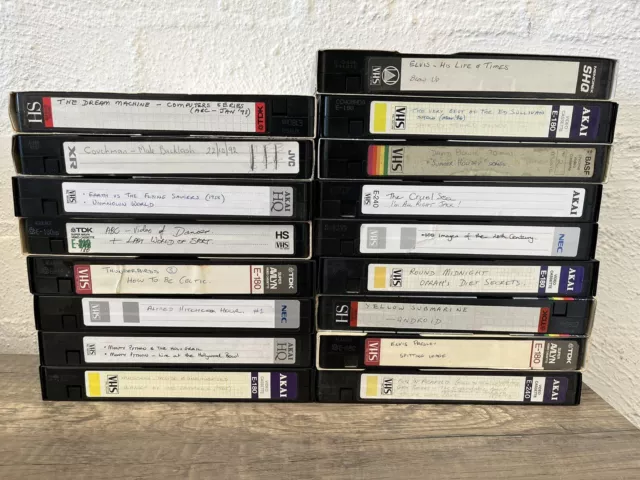 Pre Recorded VHS Tapes X 17. Cult Tv Shows, Movies and Music.