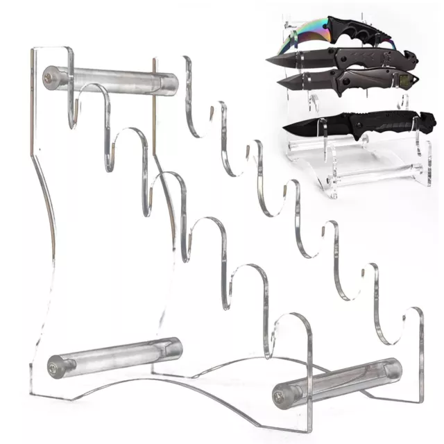 6-Slot Acrylic Display Risers,Clear Shelf Cutters Rack Stair Display Stand