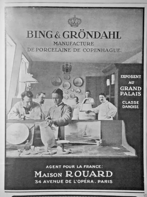 Publicité De Presse 1925 Bing & Gröndahl Maison Rouard Porcelaine De Copenhague