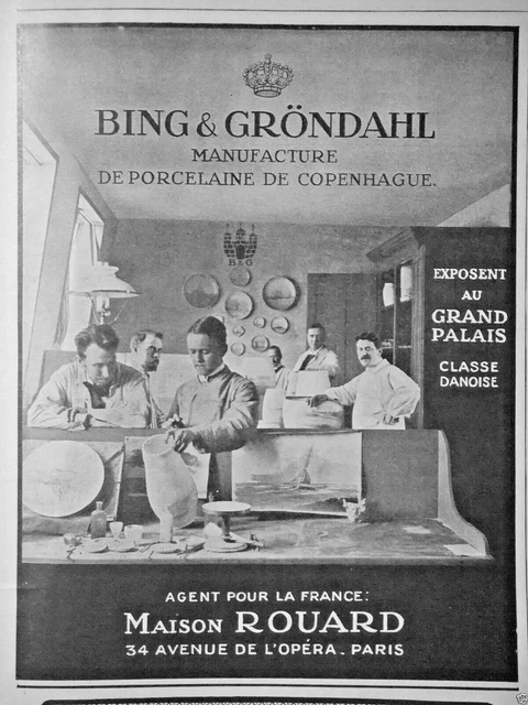 Publicité De Presse 1925 Bing & Gröndahl Maison Rouard Porcelaine De Copenhague