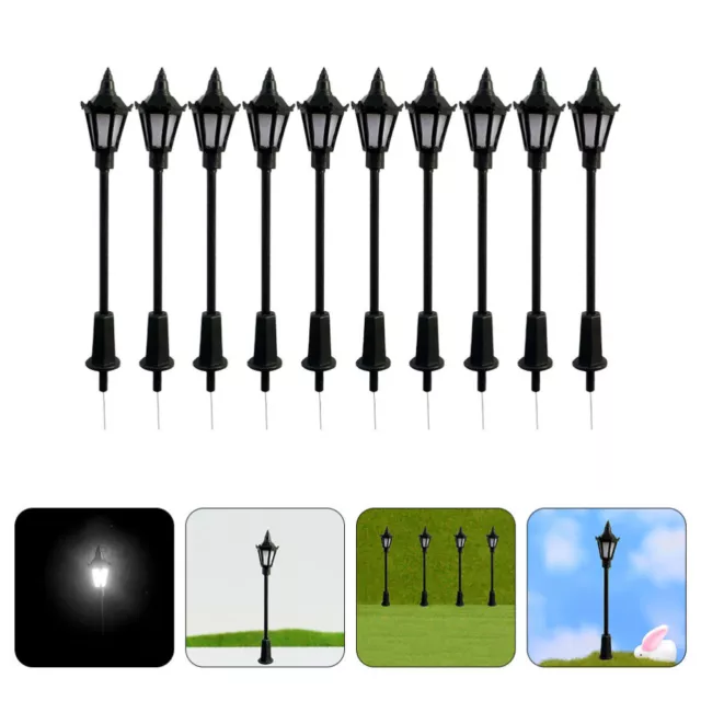 10 Pcs Abs Street Light Model Miniature Ornament Park Scene Layout Props