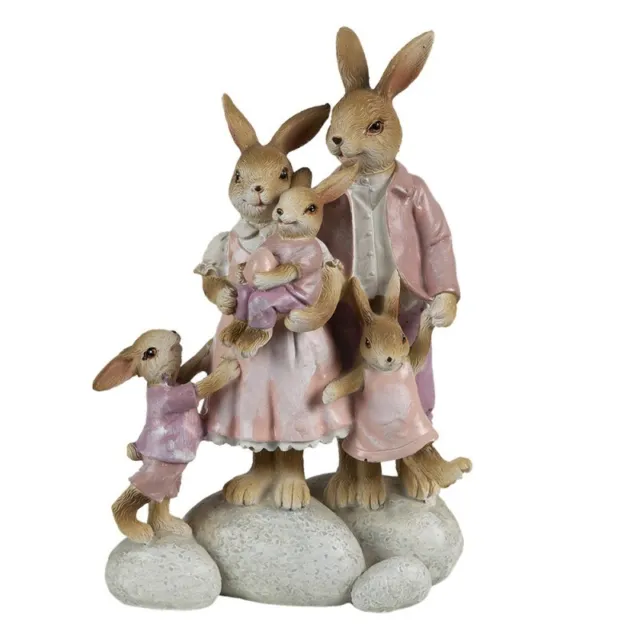 Clayre&Eef Figur Kaninchen Hasen Familie Kinder Häschen 11x6x18  Ostern Landhaus