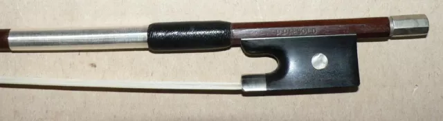 Nice Old Violin Bow Branded " P.paesold ", Rehaired And Ready To Play