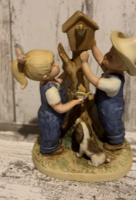 HOMCO Denim Days Figurines #8888 Our Birdhouse 1985 Home Interiors