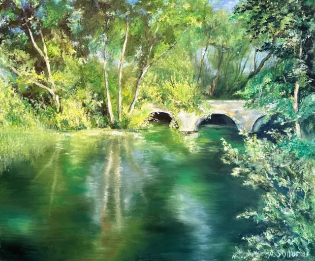 Saffron Walden Bridge original by Olena Sydoruk Ukrainian artist oil on canvas