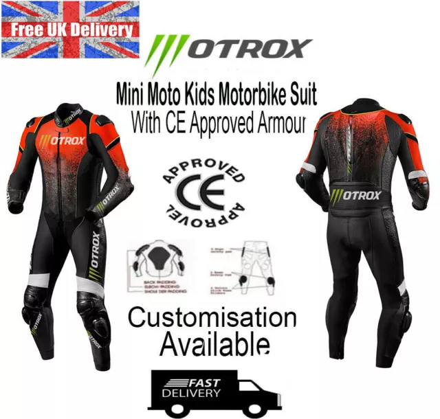 Motrox Niños Y Adultos Moto Mini Moto Traje de Cuero Con Ce Armors