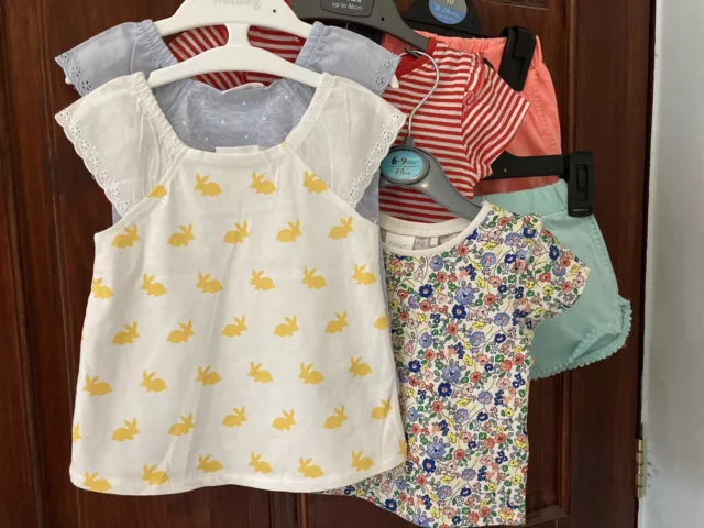 6 Item Baby Girl Summer Bundle 3-6 Months BNWT Next Mothercare Top Shorts Tshirt