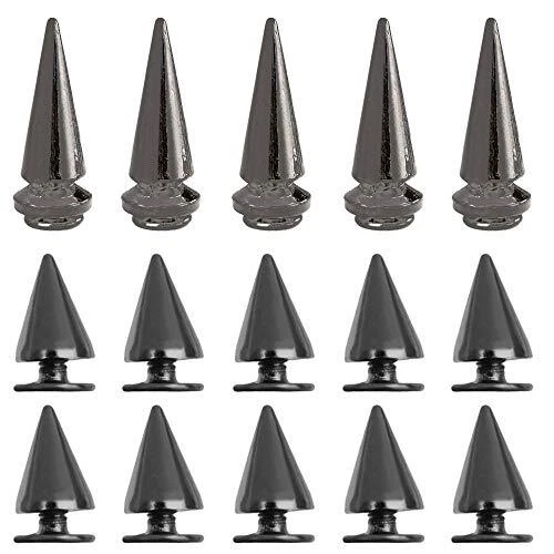 Nsiwem Rivet Cône 150 Pièces Noir Rivets Cuir Set Rivets à Vis Rivets Clous Cône