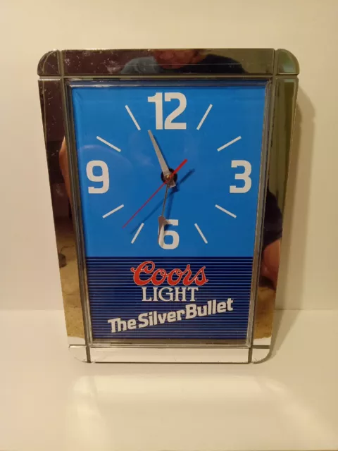 Vintage 1989 Coor's Light Beer The Silver Bullet Clock 12"x17" Rare