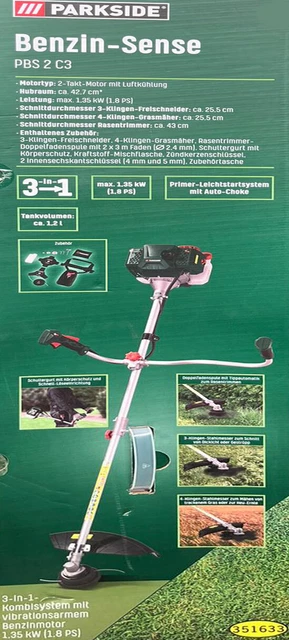 BENZINSENSE PBS C3 3in1 Rasen Rasentrimmer Freischneider Rasenmäher