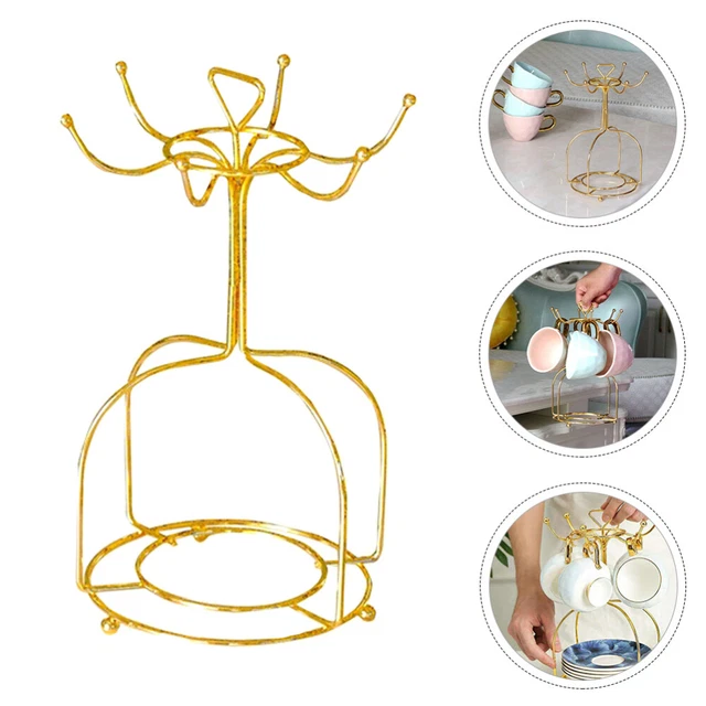 Cup Holder Mug Drying Rack Mug Organizer Stand Metal Hangers Glass Shelf