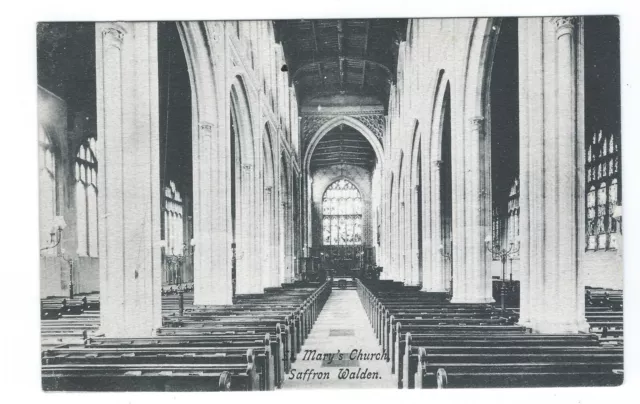 Interior of St Mary's church, Saffron Walden, Essex vintage postcard